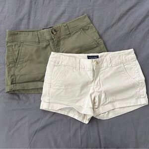 2/$18 AE Midi Shorts in Creamy White and Army Green
